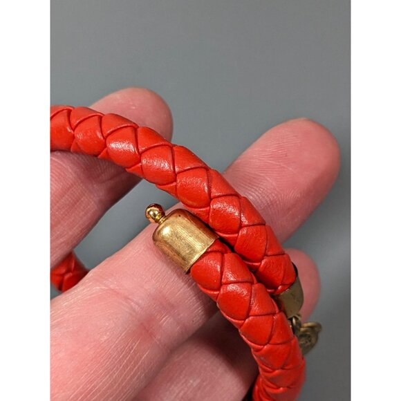 Alex Ani Orange Braided Leather Wrap Bracelet 7 inch - Picture 5 of 8